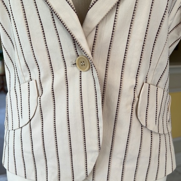 BCBGMAXAZRIA NWT Cap Sleeve Cream Jacket Size M Medium Cotton - Picture 4 of 9